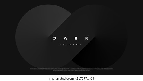 Black premium abstract background with luxury dark rounds and darkness geometric shapes. Modern exclusive background for poster, banner, wallpaper and futuristic design concepts. Vector EPS