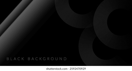 Black premium abstract background with luxury dark lines and darkness geometric shapes. Modern exclusive background for poster, banner, wallpaper and futuristic design concepts