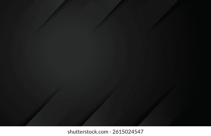 Black premium abstract background with luxury dark lines and darkness geometric shapes. Modern exclusive background for poster, banner, wallpaper and futuristic design concepts. Vector Illustration