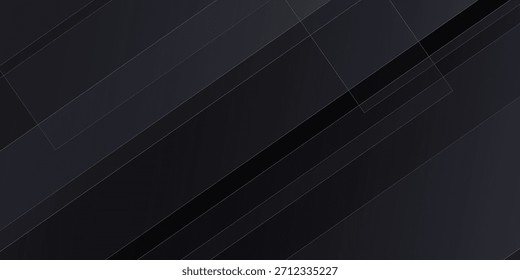 Black premium abstract background with luxury dark lines and darkness geometric shapes. Aesthetic Modern exclusive background for poster, banner, wallpaper and futuristic design concepts. Vector EPS 10