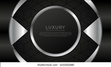Black Premium abstract background with silver lines isolated on dark  background. Premium Vector. Eps 10