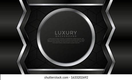 Black Premium abstract background with silver lines isolated on dark  background. Premium Vector. Eps 10