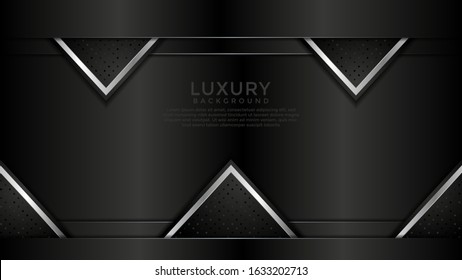 Black Premium abstract background with silver lines isolated on dark  background. Premium Vector. Eps 10