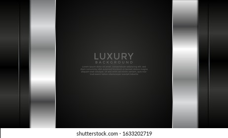 Black Premium abstract background with silver lines isolated on dark  background. Premium Vector. Eps 10