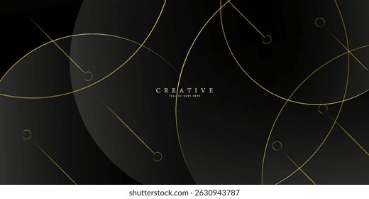 Black premium background with dark golden geometric elements and shape effect. Rich background for poster, banner, flyer etc. Vector illustration.