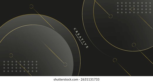 Black premium background with dark golden geometric elements and shape effect. Rich background for poster, banner, flyer etc. Vector illustration.