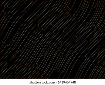 Black Premium background with gold lines. Black Friday background Texture with wavy, curves lines. Wave design black and golden, motion, dynamic style. Digital image with a psychedelic stripes. 