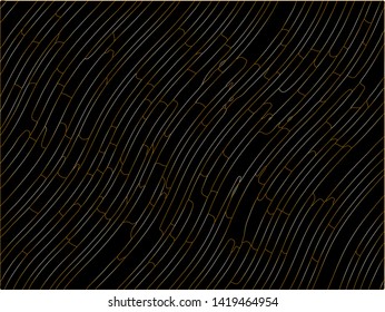 Black Premium background with gold lines. Black Friday background Texture with wavy, curves lines. Wave design black and golden, motion, dynamic style. Digital image with a psychedelic stripes. 