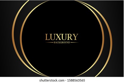 Black Premium background with luxury circle pattern and gold lines. Low gradient shapes luxury gold lines vector.