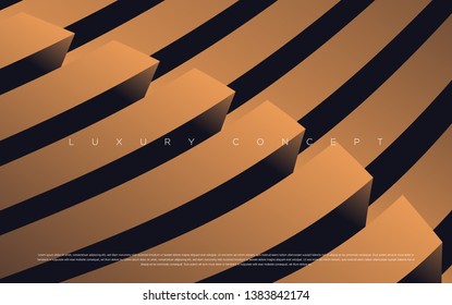 Black premium background with luxury dark gold bullion pattern and golden lines. Rich background for poster premium design. - Vector