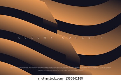 Black premium background with luxury dark gold bullion pattern and golden lines. Rich background for poster premium design. - Vector