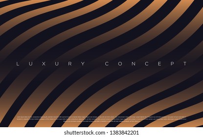 Fondo negro premium con lujosos patrones de lingotes de oro oscuro y líneas doradas. Fondo rico en diseño de póster premium. - Vector