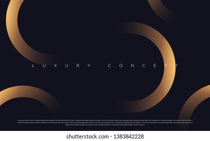 Black premium background with luxury dark golden geometric elements. Rich background for poster, banner, flyer etc. Vector EPS
