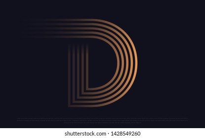 Black premium background with luxury dark D letters and golden lines. Rich background for poster premium design. - Vector