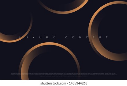 Black premium background with luxury dark golden geometric elements. Rich background for poster, banner, flyer etc. Vector EPS