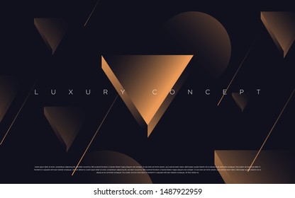 Black premium background with luxury dark gold triangle pattern and golden lines. Rich background for premium design. - Vector