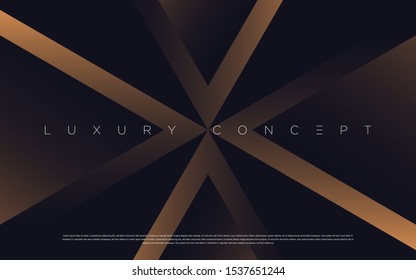 Black premium background with luxury dark golden geometric elements. Rich background for poster, banner, flyer, presentation, web design etc. Vector EPS