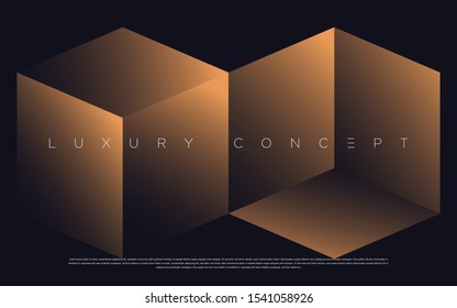 Black premium background with luxury dark golden geometric elements. Rich background for poster, banner, flyer, presentation, web design etc. Vector EPS