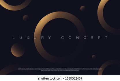 Black premium background with luxury dark golden geometric elements. Rich background for poster, banner, flyer, presentation, web design etc. Vector EPS