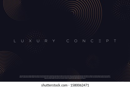 Black premium background with luxury dark golden geometric elements. Rich background for poster, banner, flyer, presentation, web design etc. Vector EPS