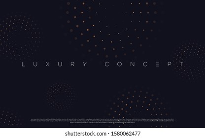 Black premium background with luxury dark golden geometric elements. Rich background for poster, banner, flyer, presentation, web design etc. Vector EPS