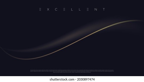 Black premium background with luxury dark golden, lines, stripes, waves and geometric elements. Simple background for poster, banner, website, flyer etc. Vector EPS 10