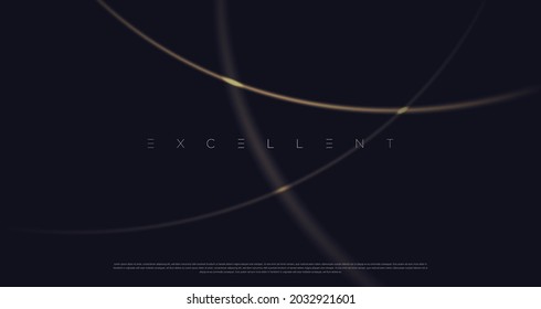 Black premium background with luxury dark golden, lines, stripes, circles and geometric elements. Simple background for poster, banner, website, flyer etc. Vector EPS 10