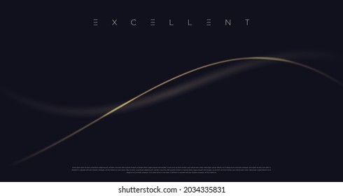 Black premium background with luxury dark golden, lines, stripes, circles and geometric elements. Simple background for poster, banner, website, flyer etc. Vector EPS 10