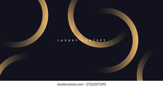 Fondo premium negro con lujosos Elementos geométricos dorados oscuros.