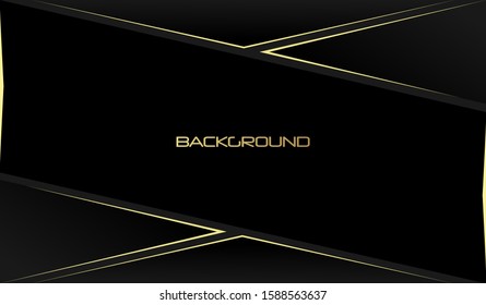 Black Premium background with luxury polygonal pattern and gold lines. Low gradient shapes luxury gold lines vector.