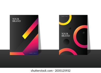 Black Premium Background Set With Gradiant Geometric Elements. Abstract Background For Poster, Banner, Flyer, Vector