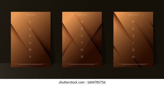 Black premium background set with luxury dark golden geometric elements. Rich background for poster, banner, flyer, presentation, web design etc. Vector EPS