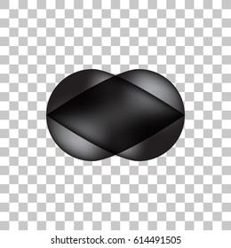 Black premium bubble badge, button template with realistic shadow, reflex and transparent background for logo, design concepts, banners, posters, web, applications, apps, prints. Vector illustration.