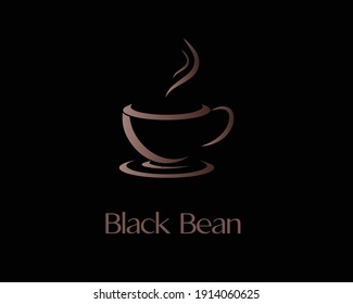 Black premium coffee logo vector with standard colour gradient.