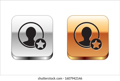 Black Premium create account screen icon isolated on white background. Silver-gold square button. Vector Illustration