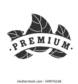 Black premium logotype with leaves on white background