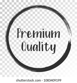 Black premium quality products icon, goods package label vector design. High quality goods, food, clothing logo, premium class products sign, stamp clip art, circle tag label, sticker, emblem.