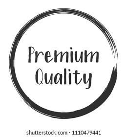 Black premium quality products icon, goods package label vector design. High quality goods, food, clothing logo, premium class products sign, stamp clip art, circle tag label, sticker, emblem on white