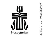 Black Presbyterian symbol. religion sign concept on white background