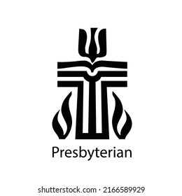 Black Presbyterian symbol. religion sign concept on white background