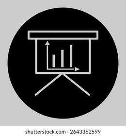 Black presentation board with chart data.