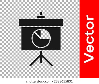 Black Presentation board with graph, schedule, chart, diagram, infographic, pie graph icon isolated on transparent background.  Vector Illustration