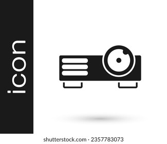 Black Presentation, movie, film, media projector icon isolated on white background.  Vector