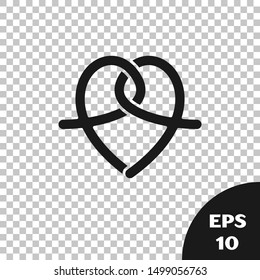Black Pretzel icon isolated on transparent background. German comfort food pastry. Oktoberfest festival.  Vector Illustration