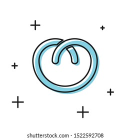 Black Pretzel icon isolated on white background. German comfort food pastry. Oktoberfest festival.  Vector Illustration