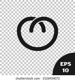 Black Pretzel icon isolated on transparent background. German comfort food pastry. Oktoberfest festival.  Vector Illustration