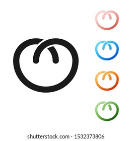 Black Pretzel icon isolated on white background. German comfort food pastry. Oktoberfest festival. Set icons colorful. Vector Illustration