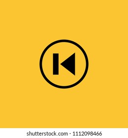Black Previous Track Icon on Yellow Background