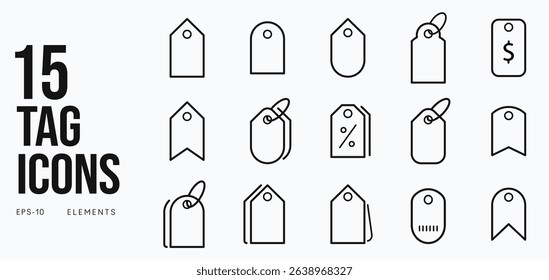 Black Price Tag Icon Set Vector Illustrations for Ecommerce and Design Use
