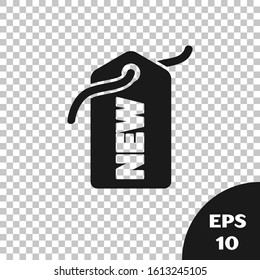 Black Price tag with an inscription New icon isolated on transparent background. Badge for price. Promo tag discount.  Vector Illustration